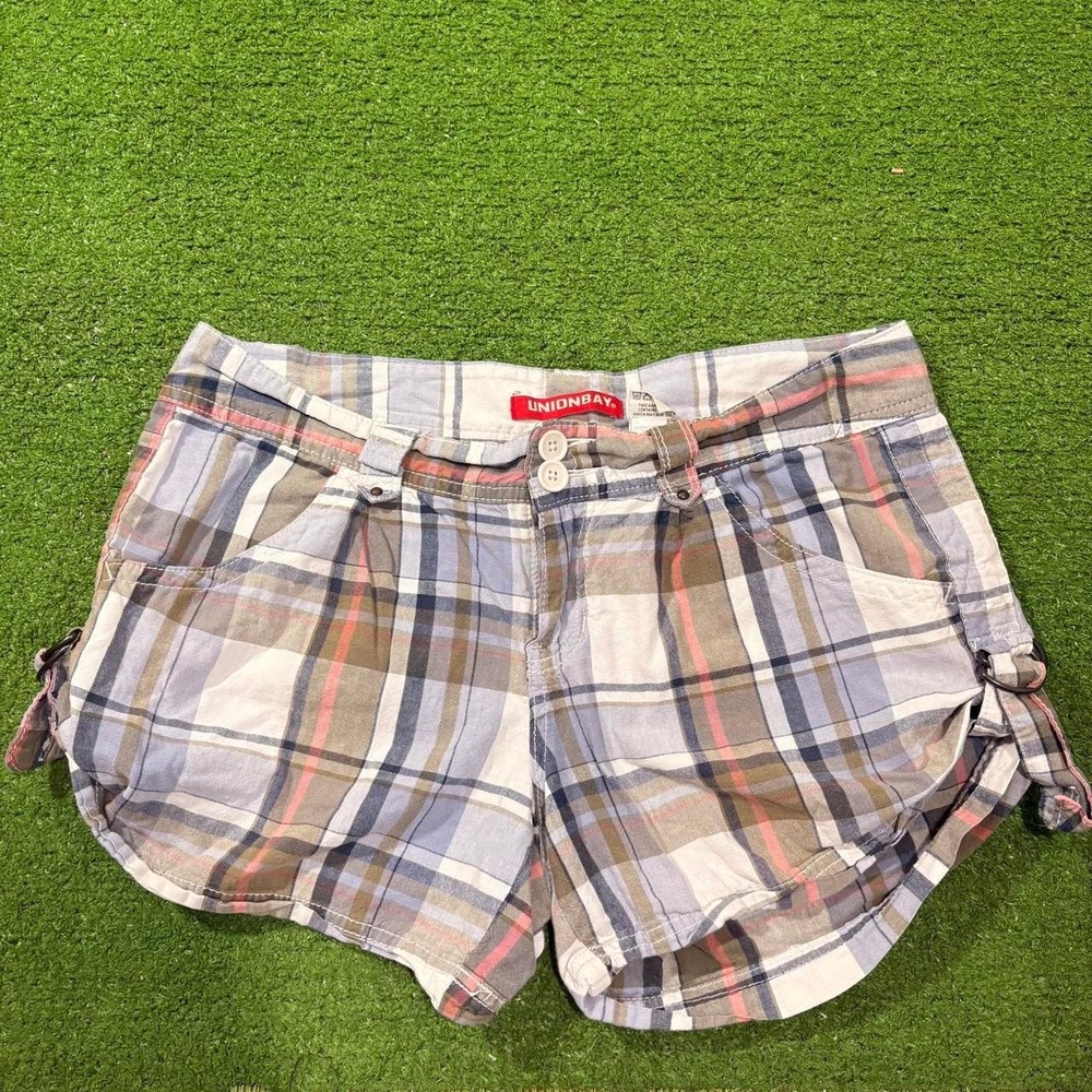 Vintage Y2K Union bay Plaid Cargo Utility Shorts Sz 9 Baggy preppy grunge